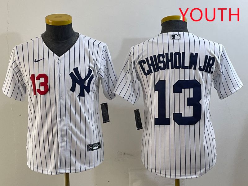 Youth New York Yankees #13 Chisholm jr White Stripe Game 2025 Nike MLB Jersey style 4